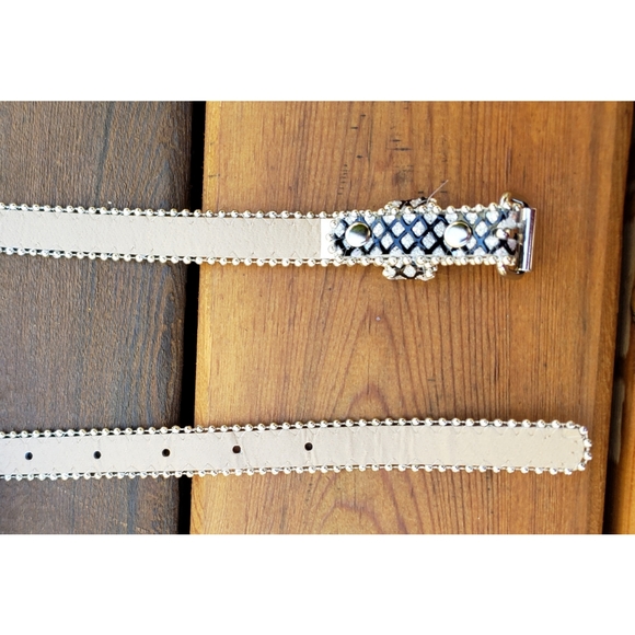 NEW Thin Sparkly Black Iridescent & Silver Belt S - Picture 3 of 5